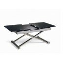 Table basse relevable MARSEILLE avec allonge en verre noir